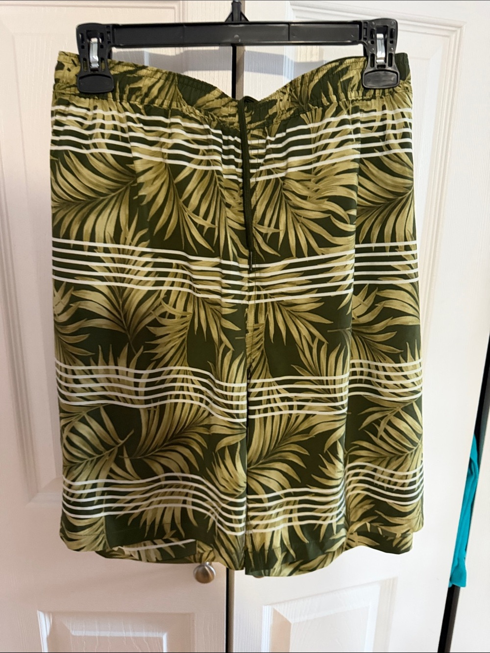 Kirkland Signature Olive Green Palm Print Men’s Swim Trunks